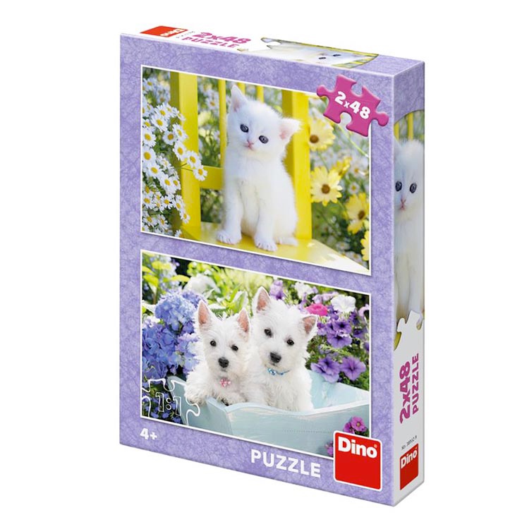 Obrázok Puzzle 2x48 Koťátko a westíci