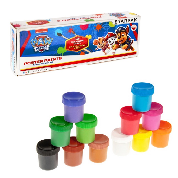 Obrázok Plagátové farby Paw Patrol 12ks/20ml